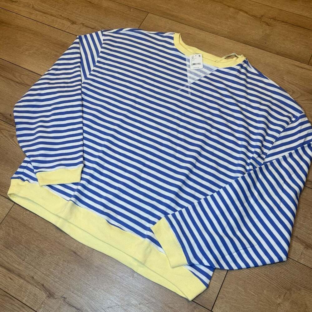 Free People We The Free Striped Sweatshirt Size Large